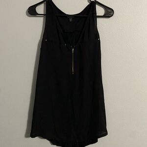 Black Sleeveless Top with Zipper